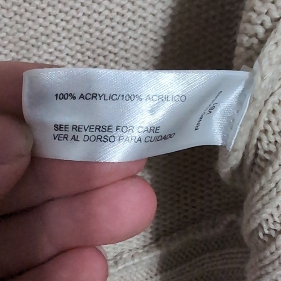 Keren Hart Beige Knit Sweater Cardigan Open Front Size Small - Picture 3 of 4